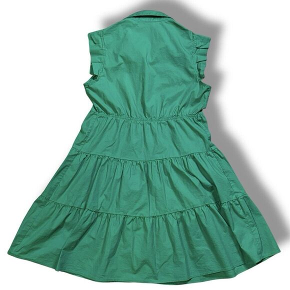 Monteau Los Angeles Womens Kelly Green Button Down Tiered Sleeveless Dress Small - Picture 2 of 8